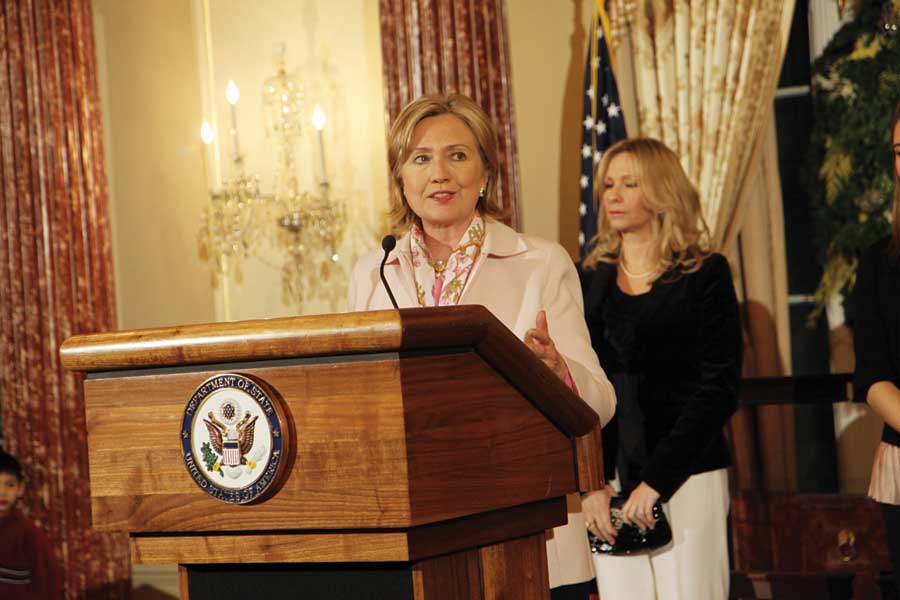 Secretary Clinton honored State Department employees whose duties kept them away from their families during the holidays.